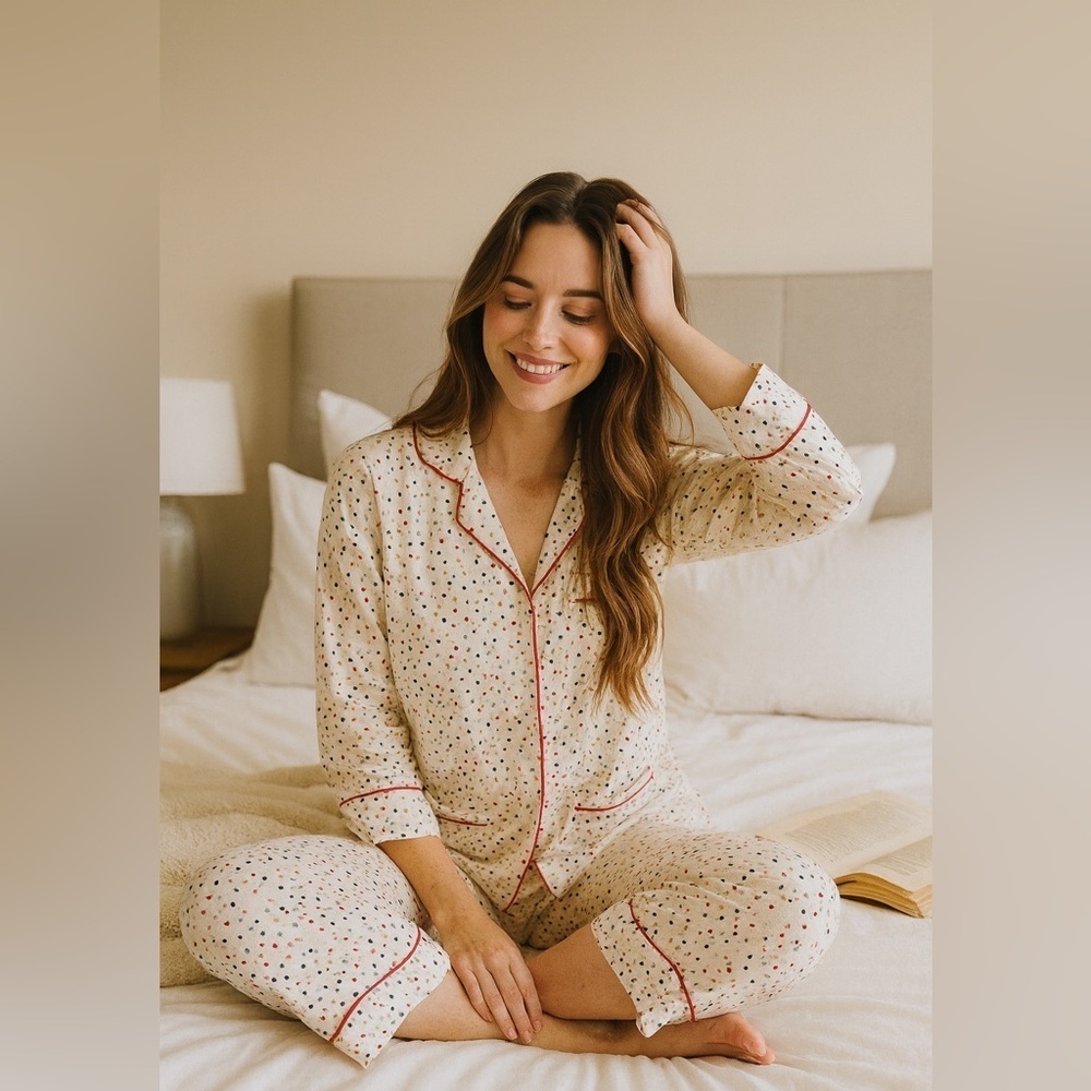 SHIRALEAH CHICAGO POLKA DOT PAJAMA SET WOMENS SZ S